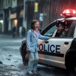 Im strömenden, kalten Regen rannte ein kleines Mädchen so schnell sie konnte die Straße entlang und blieb plötzlich neben einem Polizeiauto stehen.